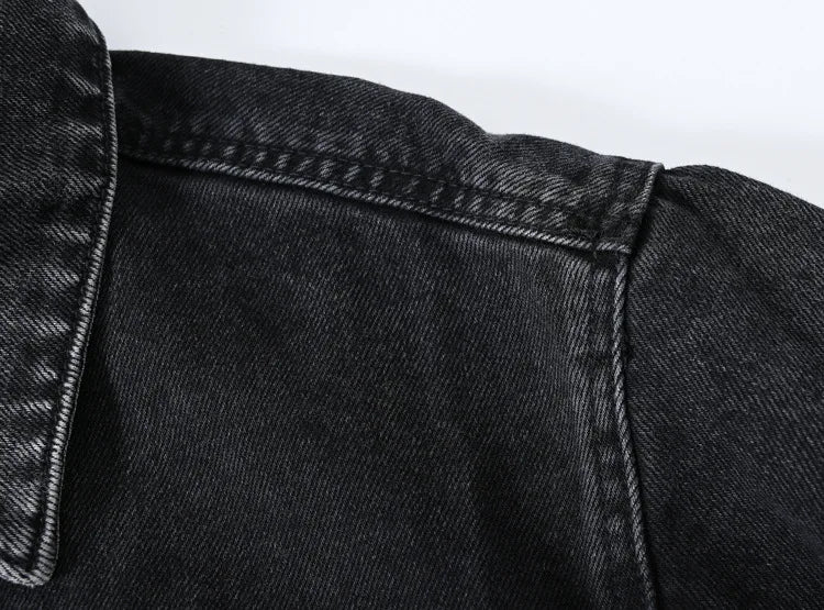 Classic Lapel Single-breasted Denim Coat