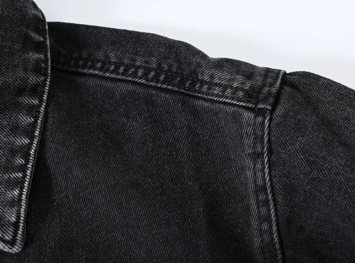 Classic Lapel Single-breasted Denim Coat