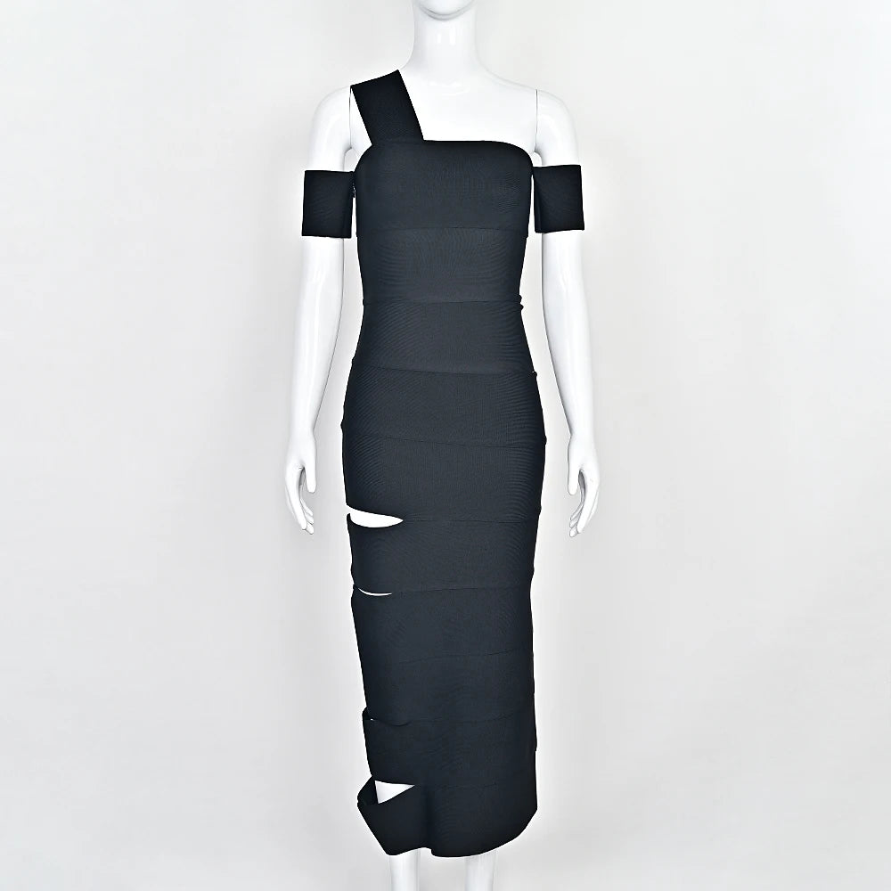 Asymmetrical Off-Shoulder Evening Dress