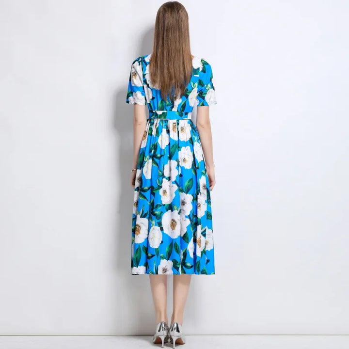 Sweet Floral Printed Midi Dress