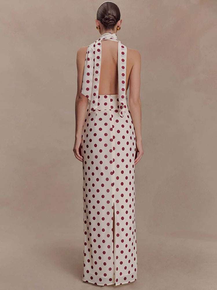 Classic Halter Deep V Neck Dress