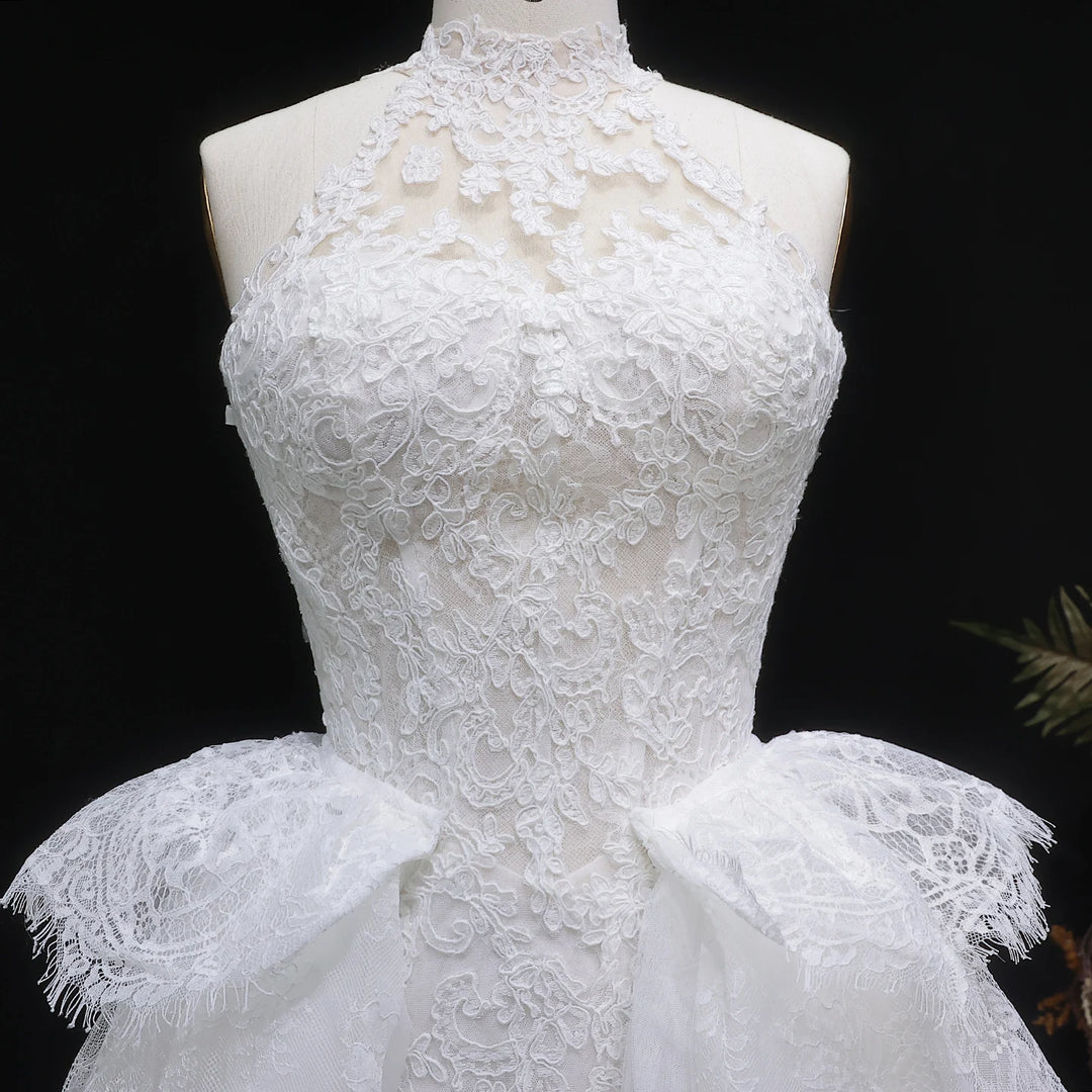 High End Halter Neck Princess Wedding Dress