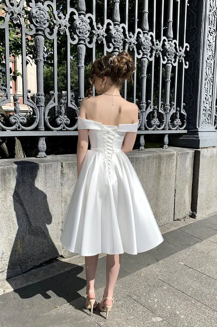 Simple Short Corset Bridal Dress