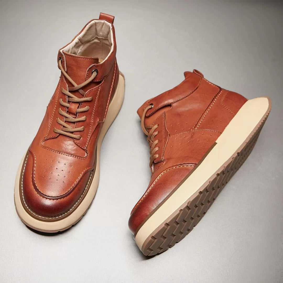 Retro Round-toe Leather Riding Shoes