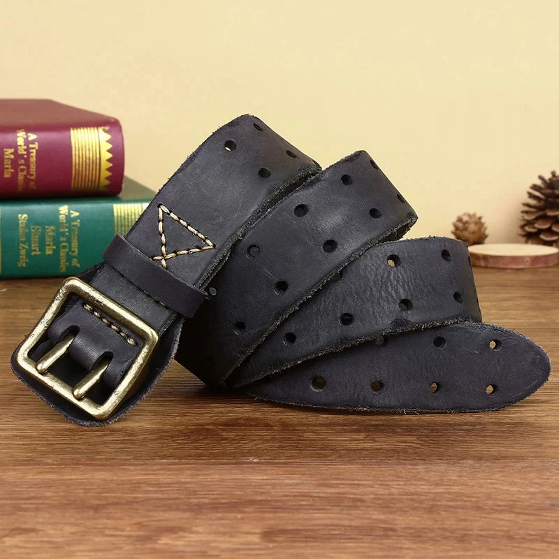 Double Needle Pure Leather Belt