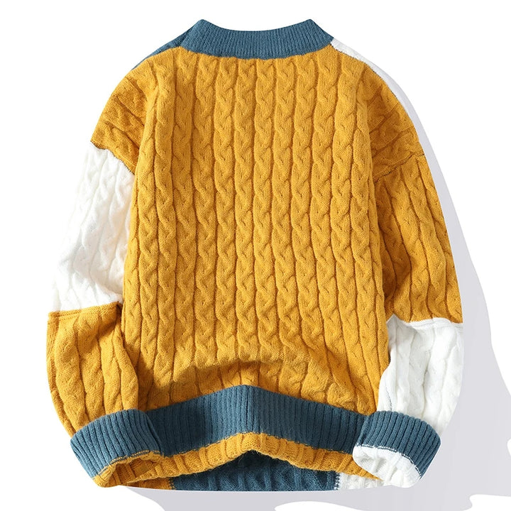 Warm Patch Loose Pullover Sweater