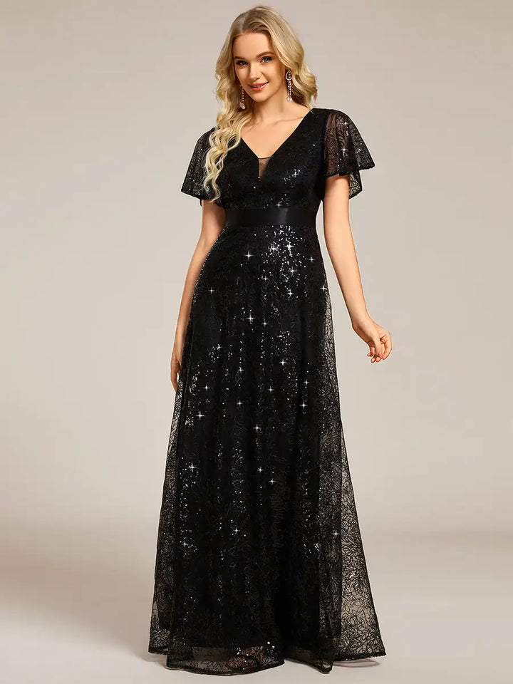 Gorgeous Sequined Floor-Length Gown