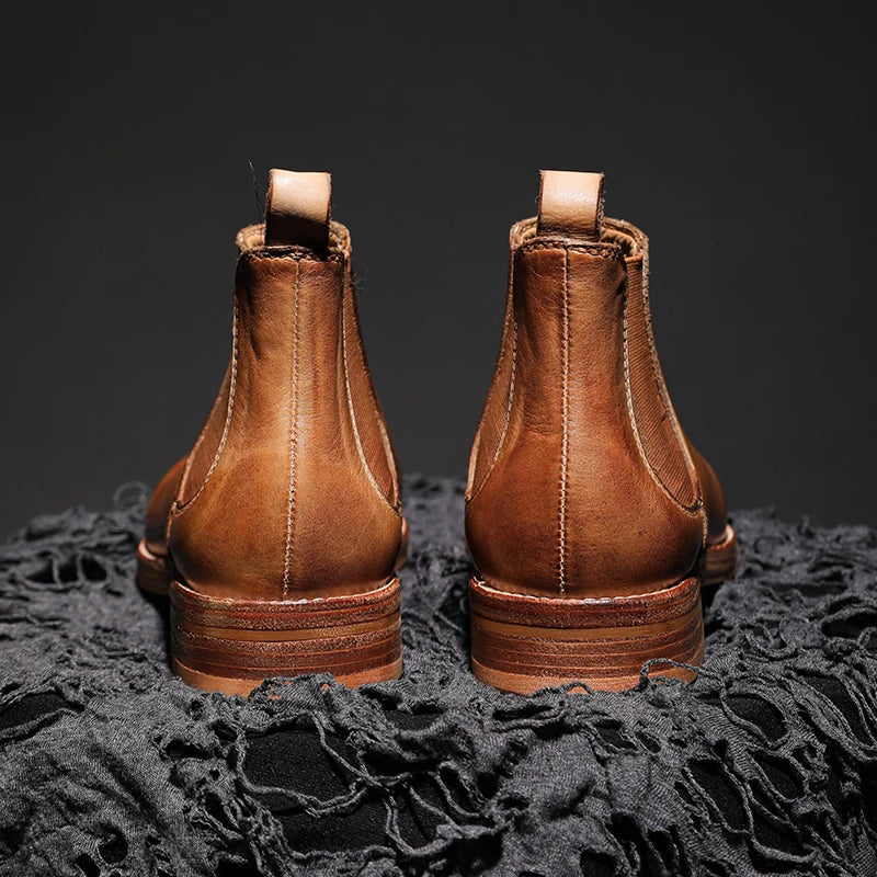 Classic Point-Toe Leather Chelsea Boots