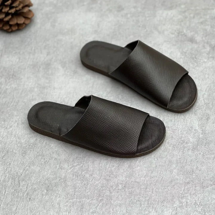 Soft Real Leather Flat Slippers