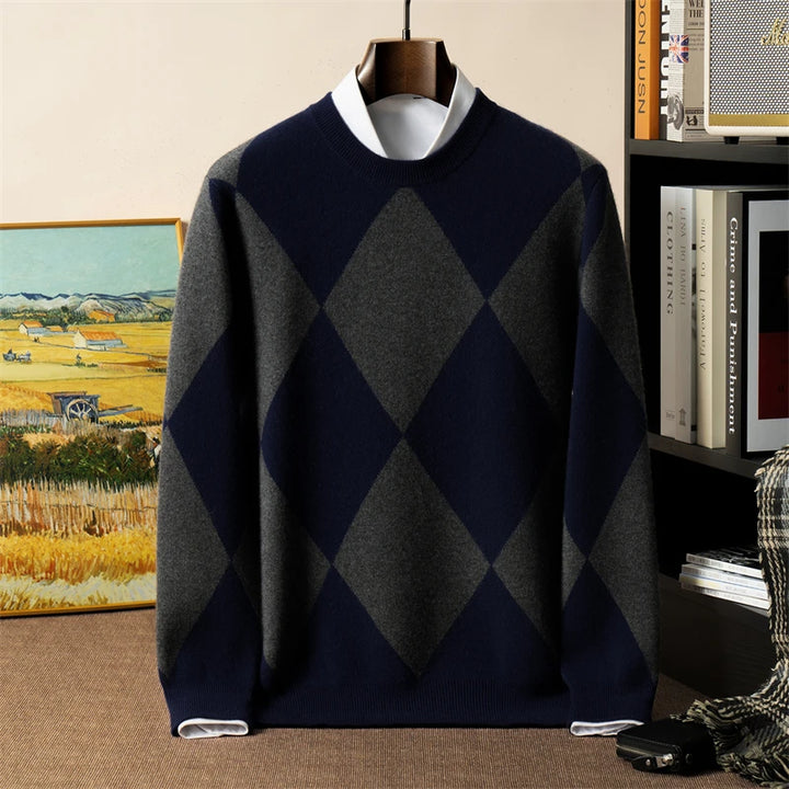 Elegant Double Thickened Fair Isle Loose Sweater