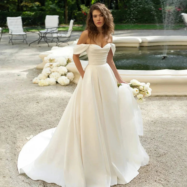 Romantic A-Line Pleated Bridal Dress