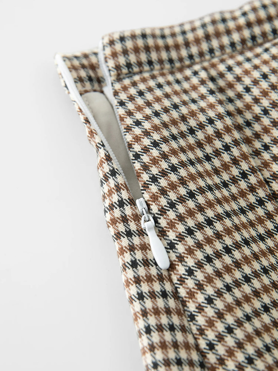 Stylish Mid-Calf Houndstooth Pleated Skirt