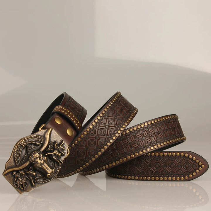 Retro Bull Head Cowboy Belt