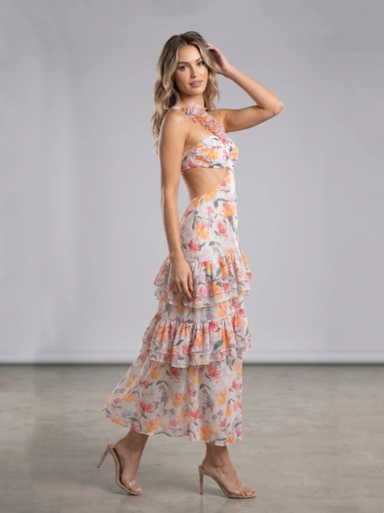Lovely Cut-out Slim Fit Maxi Dress