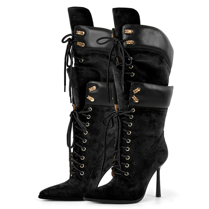 Smarty Lace-Up High Heel Boots