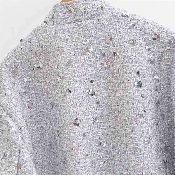 Sparkly Pure Color Sequins Short Jacket