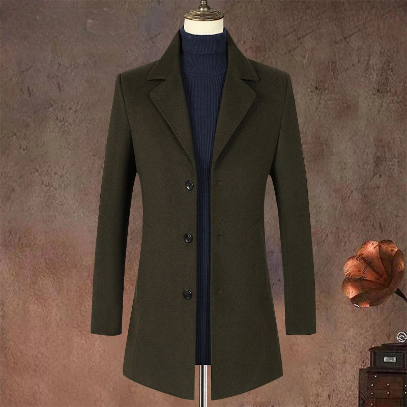 Classy Wool Thickened Plaid Trench Coat