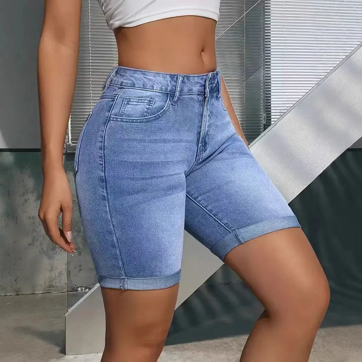 Smart Spliced Pockets Denim Jean Shorts