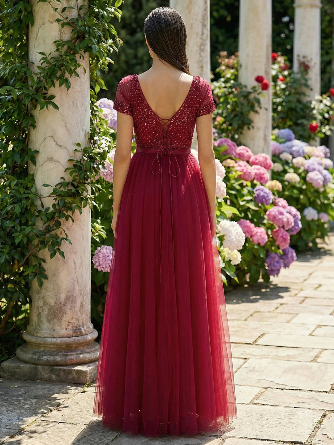 Lovely Beaded High Slit Prom Dress