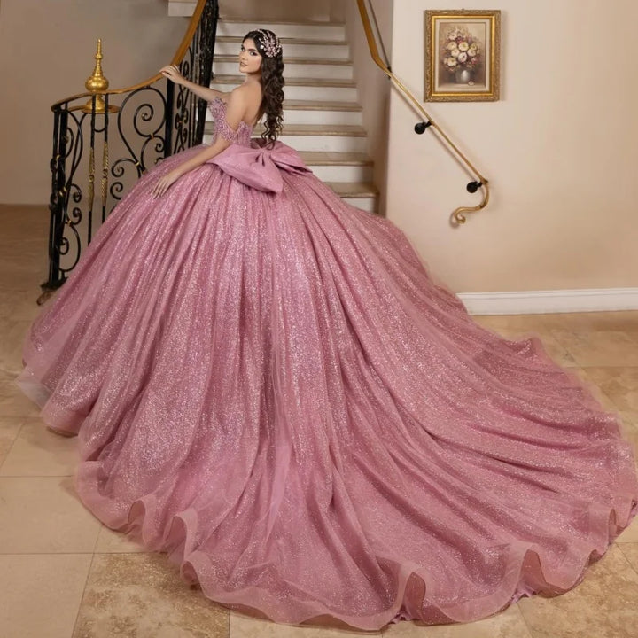 Graceful Shiny Tulle Quinceanera Gown