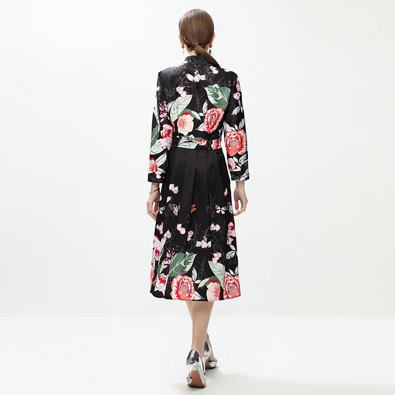 Lovely Turn-down Collar Midi Dress