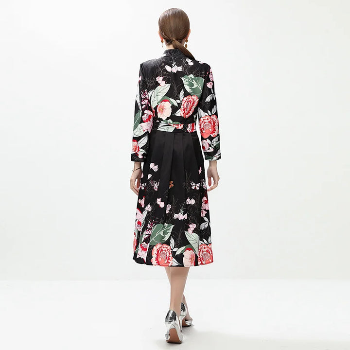 Lovely Turn-down Collar Midi Dress