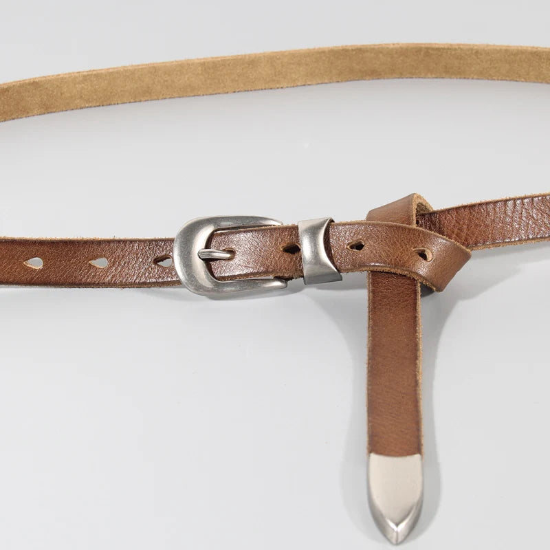 Stylish Soft Leather Narrow Belt