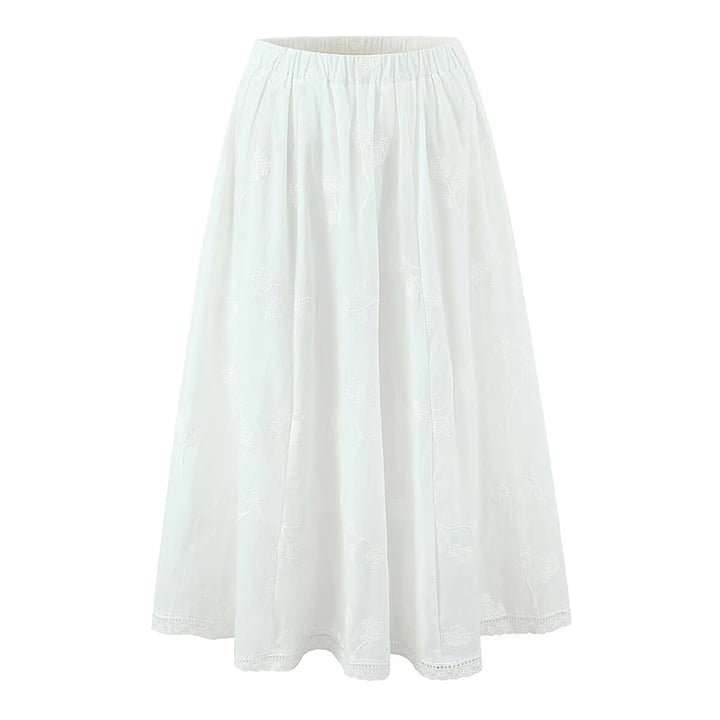 Classic Floral Embroidered Midi Skirt