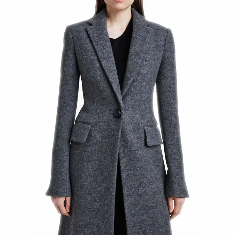 Fashionable Single Button Long Trench Coat