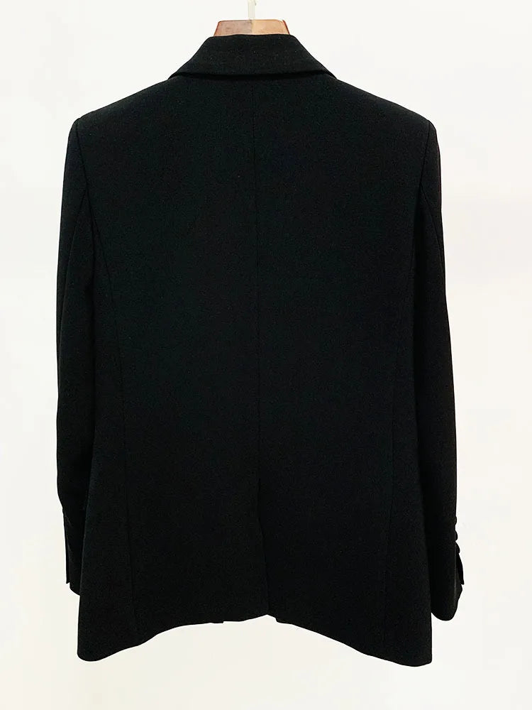 Black Shinny Notched Slim Blazer