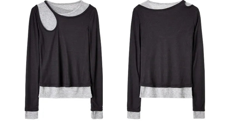 Contrast Spliced Slim Pullover Sweater