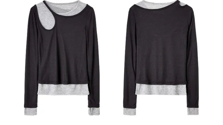 Contrast Spliced Slim Pullover Sweater