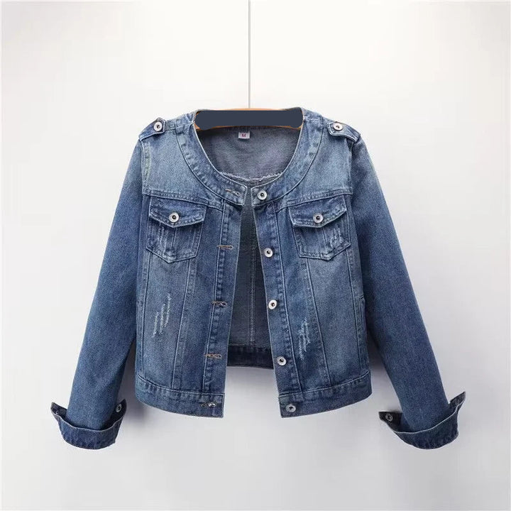 Oversized O-neck Short Denim Jean Jacket