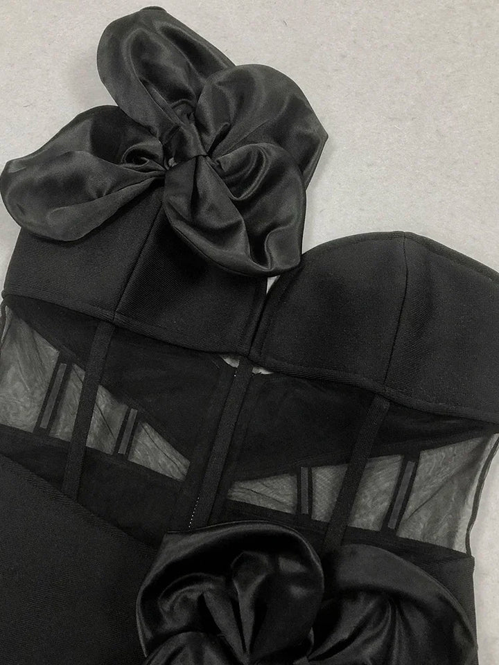 Stylish Mesh Flower Bodycon Dress