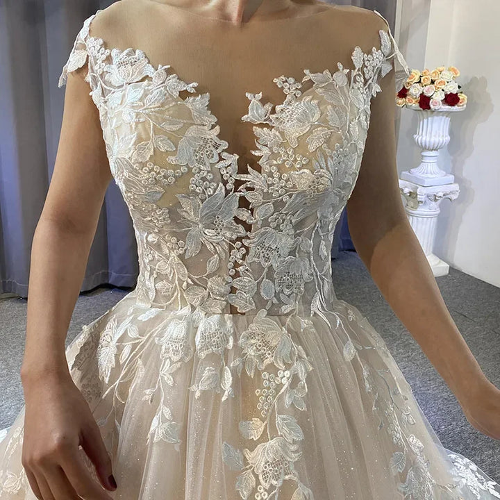 Lovely Embroidered Lace Wedding Dress