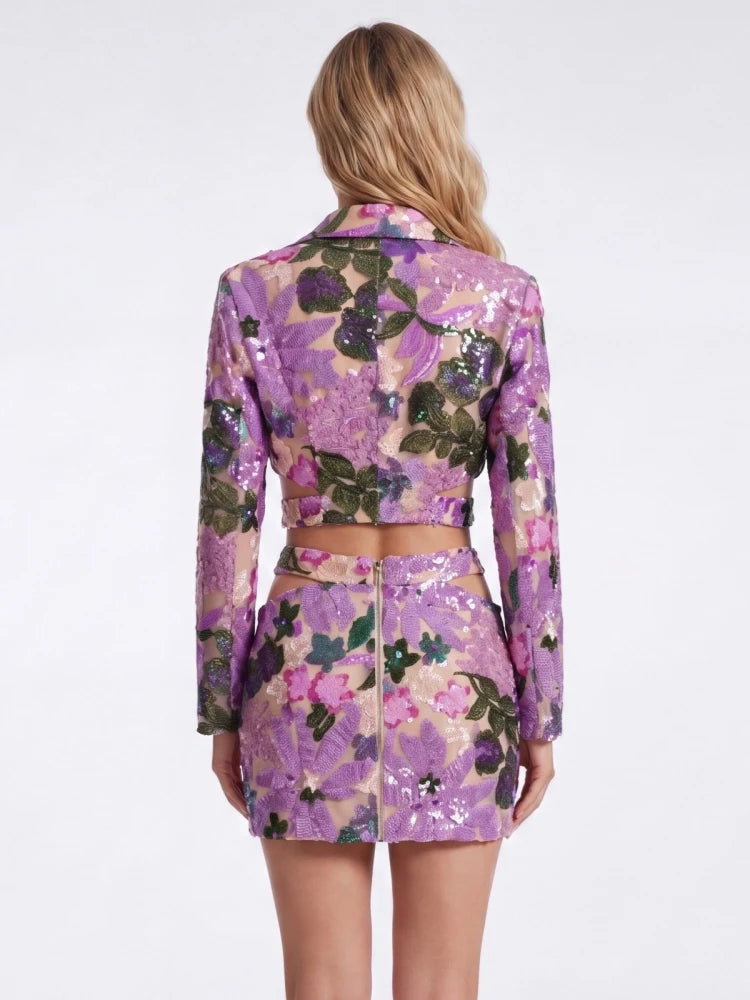 Luxury Embroidery Floral Cut-out Mini Dress