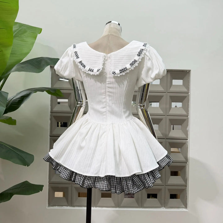 Stunning Lolita Bow Details Mini Dress
