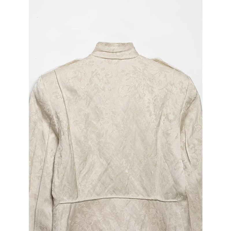 Stylish High-neck Jacquard Cropped Coat