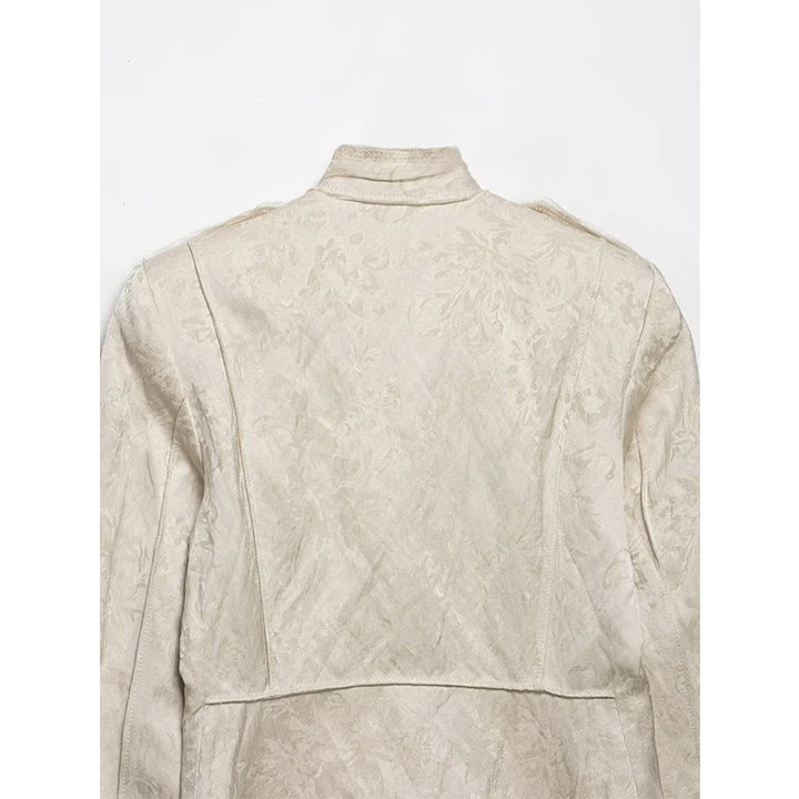 Stylish High-neck Jacquard Cropped Coat