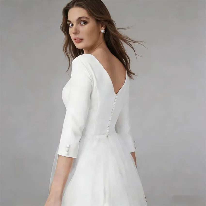 Wonderful Tea-Length Boho Bridal Gown