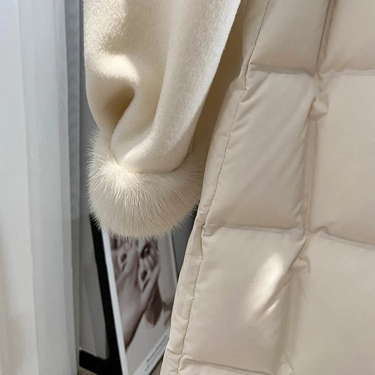 Elegant Double-faced Goose Down Long Jacket