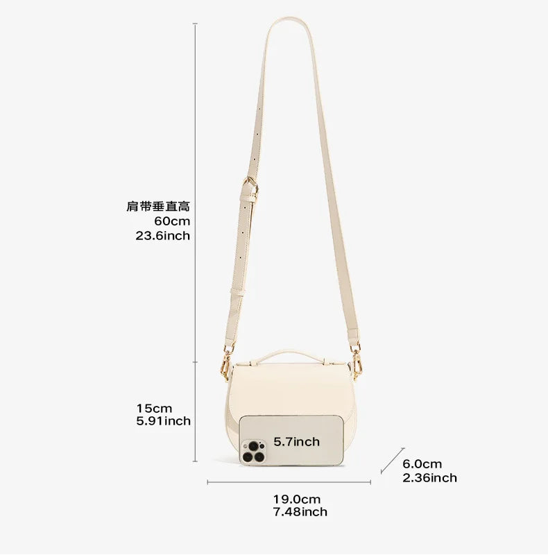 Refined Cowhide Crossbody Bag