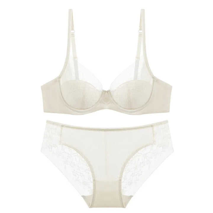 Elegant French Thin Cup Bra Set