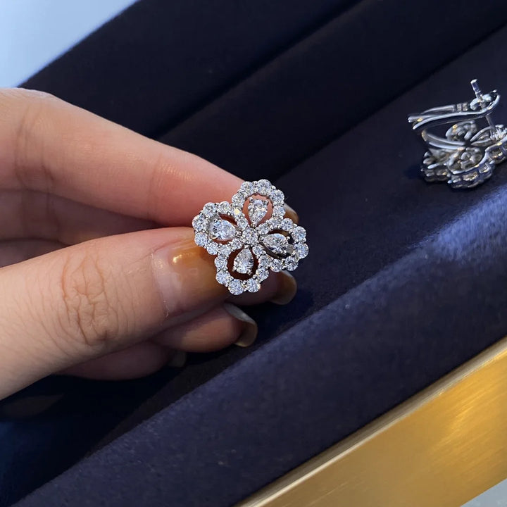 Luxurious Moissanite Petal Stud Earring
