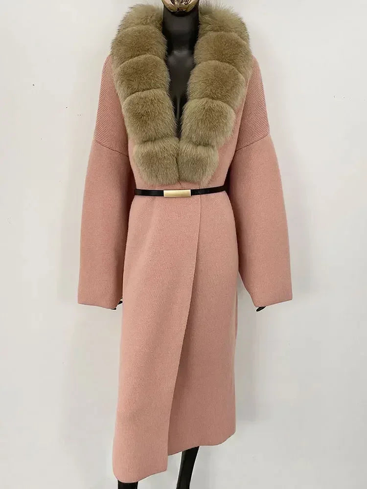 Alluring Detachable Real Fur Collar Coat