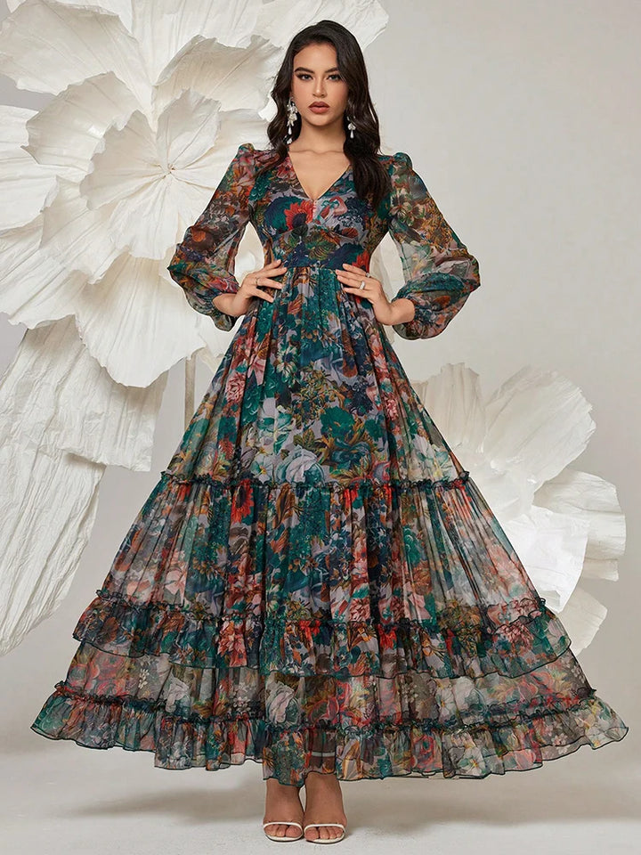 Elegant Frill Trim Vacation Party Dress