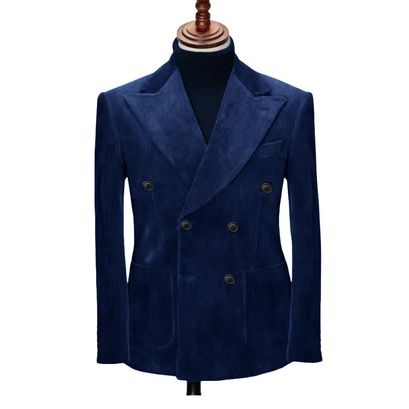 Navy blue double-breasted men&