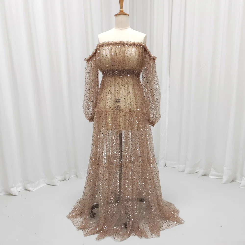 Alluring Pearl Sequins Maternity Dress
