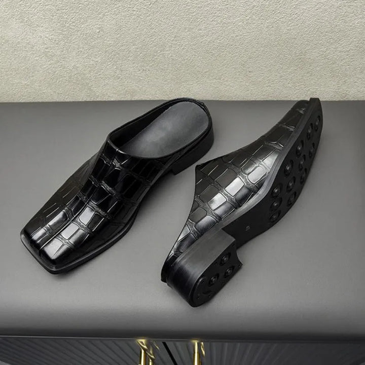 Premium Embossed Leather Mules