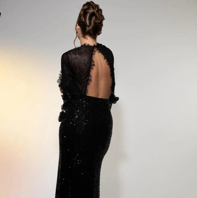 Shiny Sequined Cocktail Prom Gown